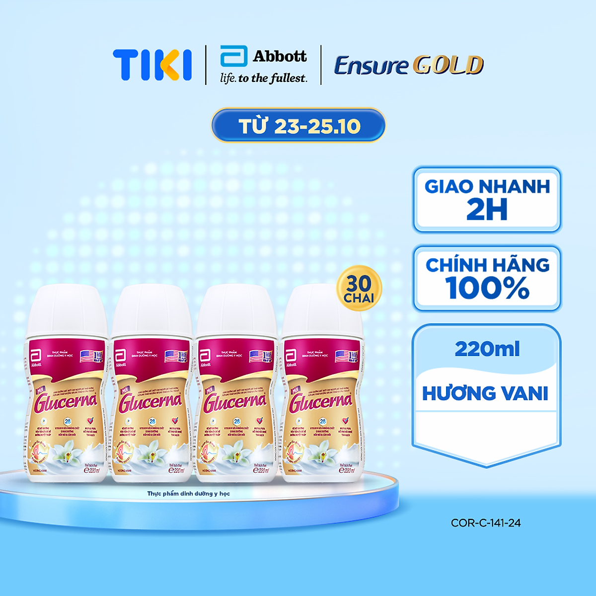 Thùng 30 Chai Sữa Nước Abbott Glucerna Vani 220ml