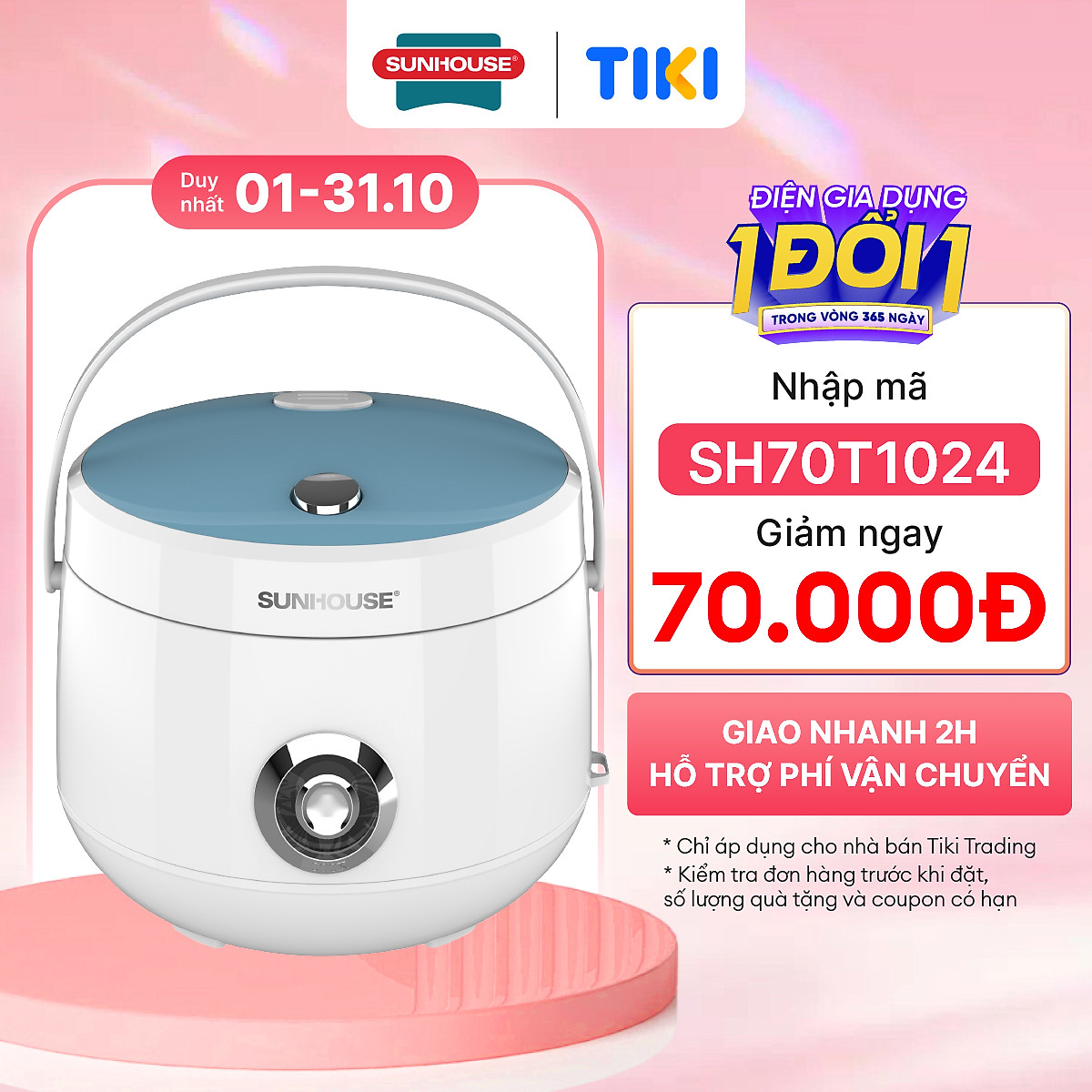 Nồi cơm điện Sunhouse SHD8606 1.8L - Hàng chính hãng