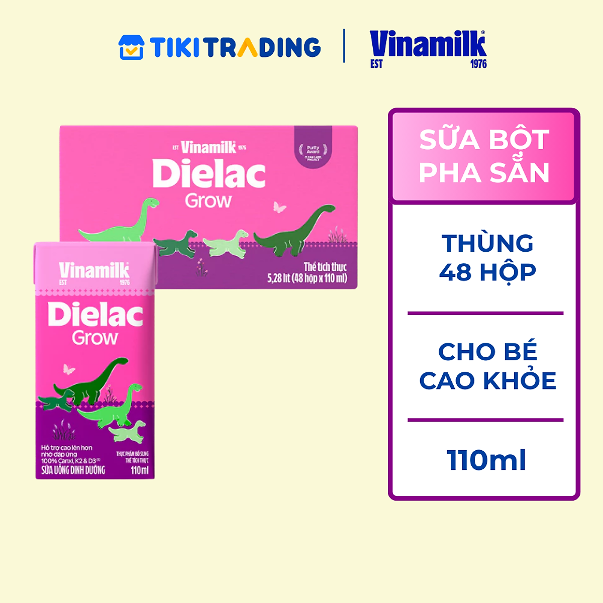 Thùng 48 Hộp Sữa Bột Pha Sẵn Vinamilk Dielac Grow 110ml