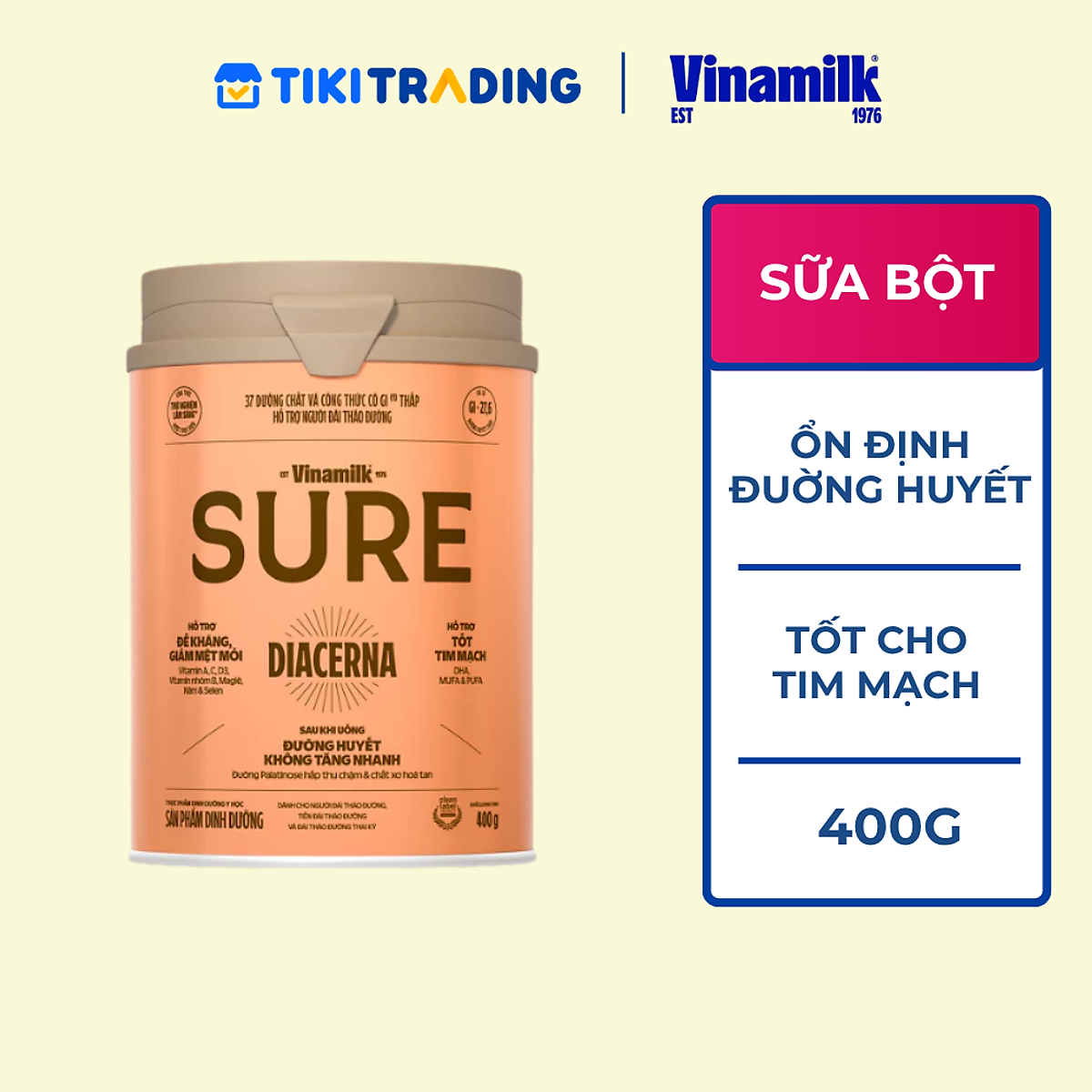 Sữa bột Dành Cho Người Tiểu Đường Vinamilk Sure Diecerna - 400g