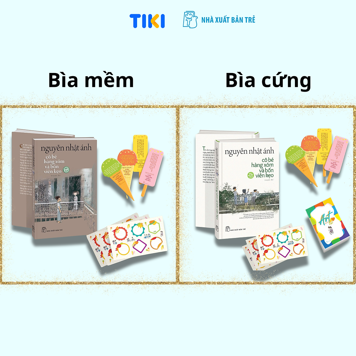 Sách Cô Bé Hàng Xóm Và Bốn Viên Kẹo (Nguyễn Nhật Ánh) - 2 phiên bản & quà tặng kèm - Bìa Cứng