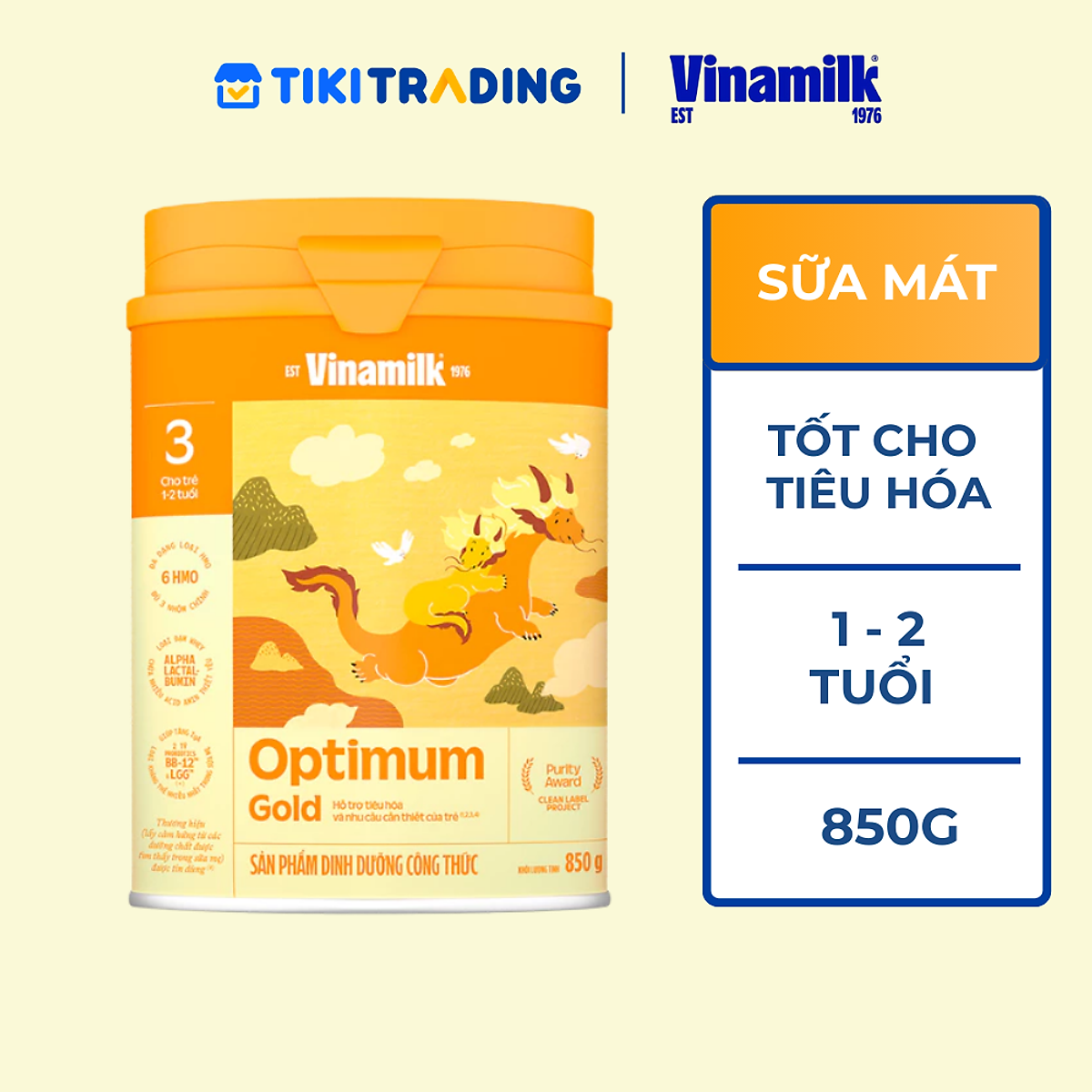 Sữa bột Vinamilk Optimum Gold Step 3 Hộp Thiếc 850g