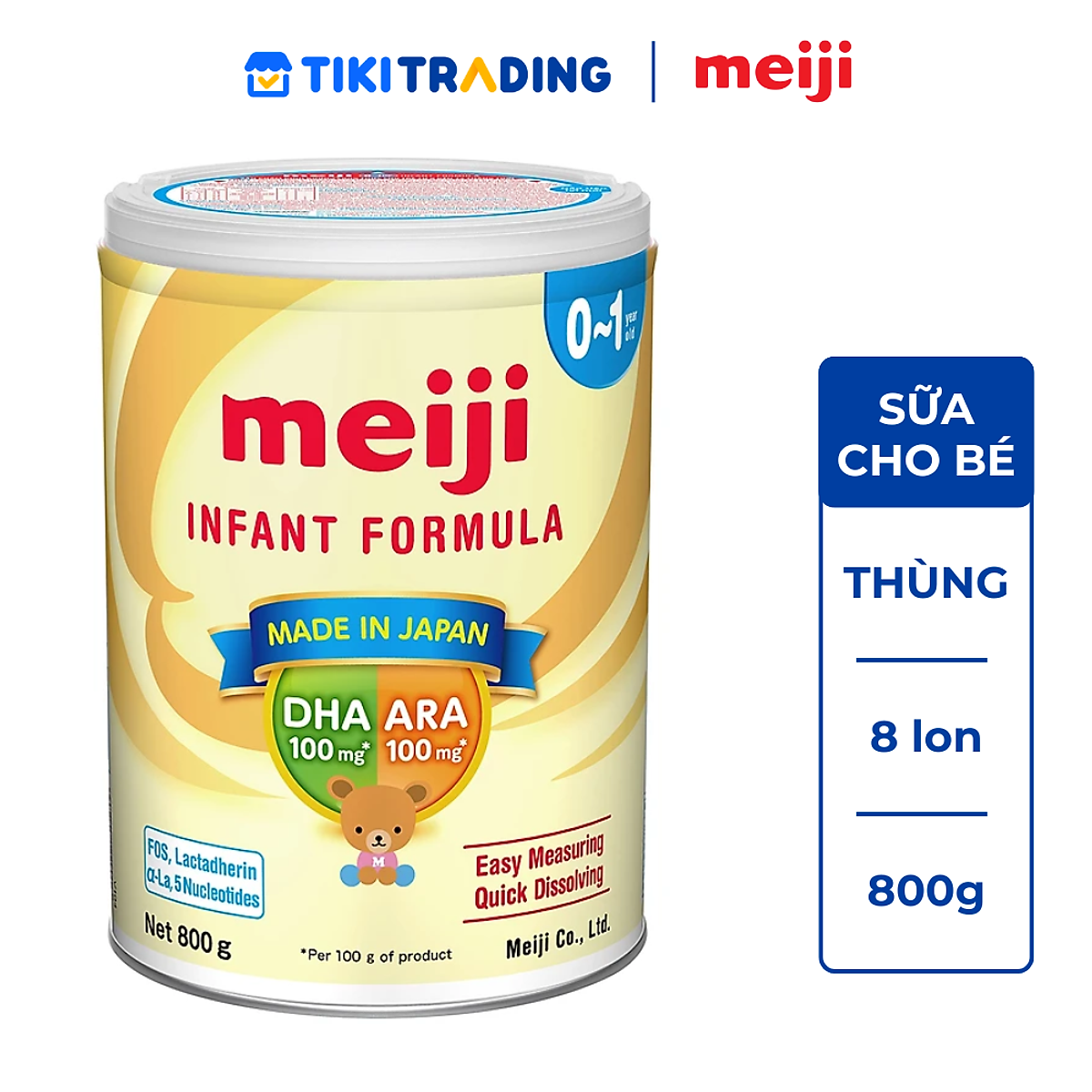 Thùng 8 Lon sữa Meiji Infant Formula 800g (Cho trẻ từ 0-1 tuổi)