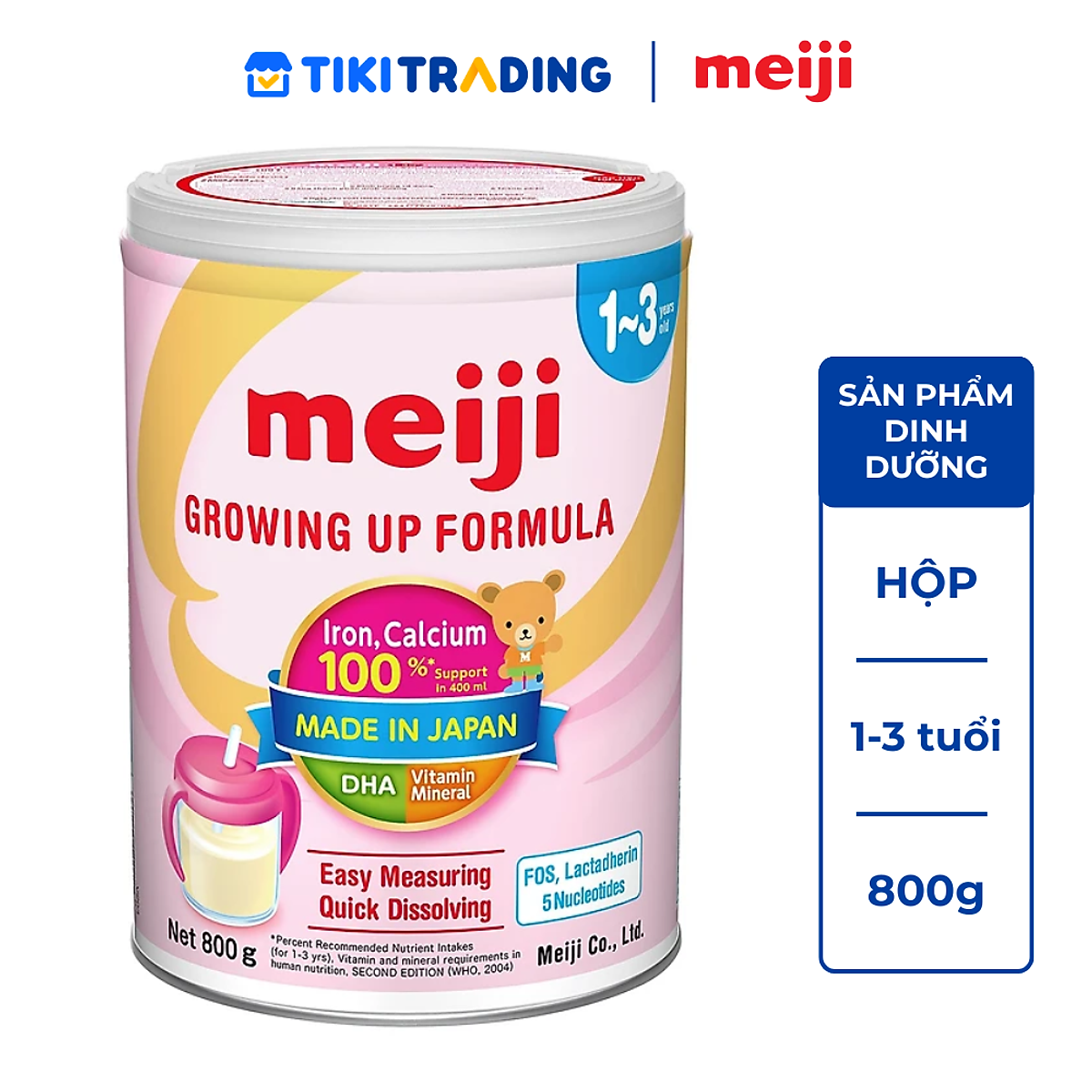 Sản phẩm dinh dưỡng công thức Meiji Growing up Formula 800g (Dành cho trẻ từ 1-3 tuổi)
