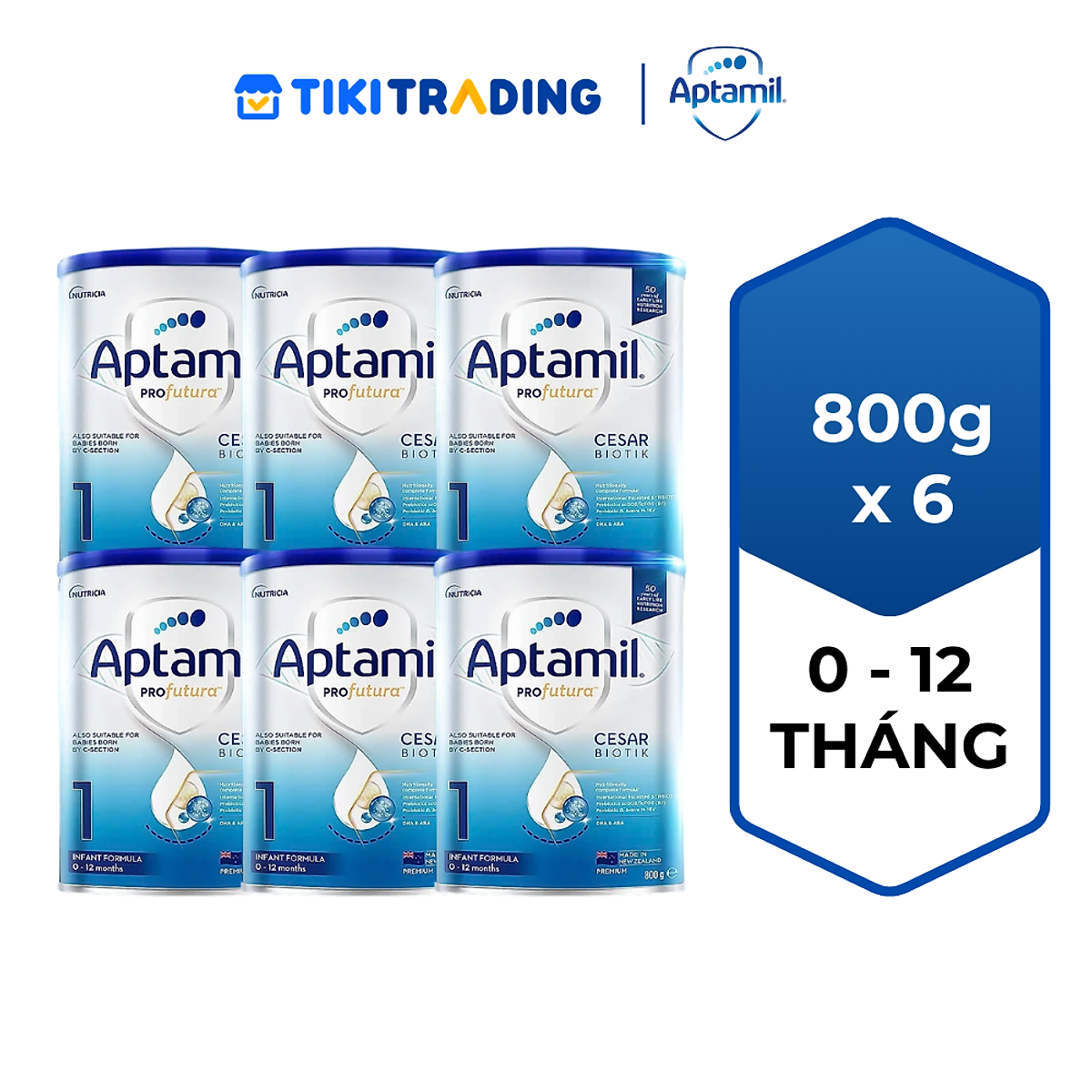 Combo 6 Sản phẩm dinh dưỡng công thức Aptamil Profutura Cesarbiotik 1 Infant Formula (Dành cho trẻ từ 0 - 12 tháng tuổi) - 800g
