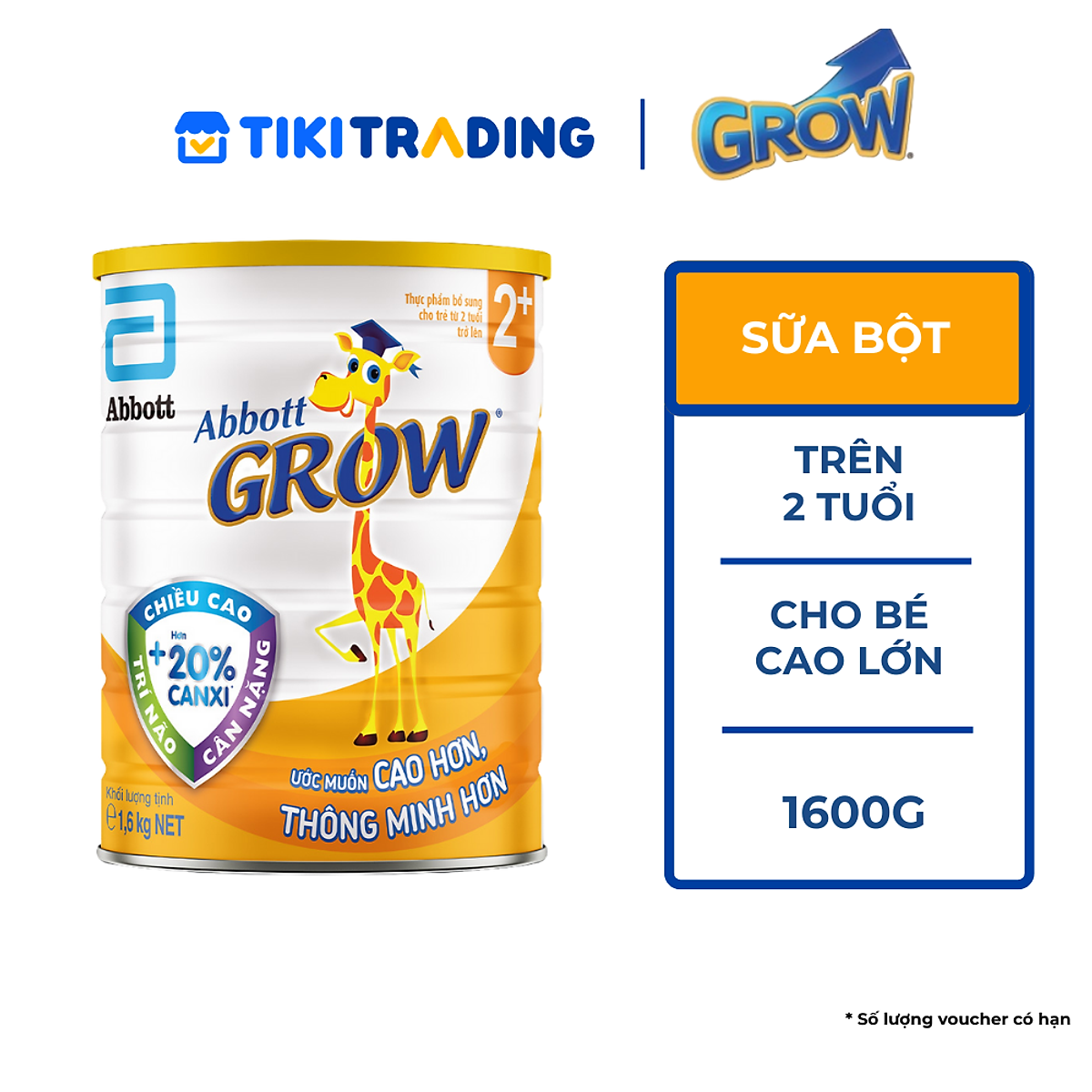 Sữa Abbott Grow 2+ 1.6kg cho trẻ từ 2 tuổi trở lên