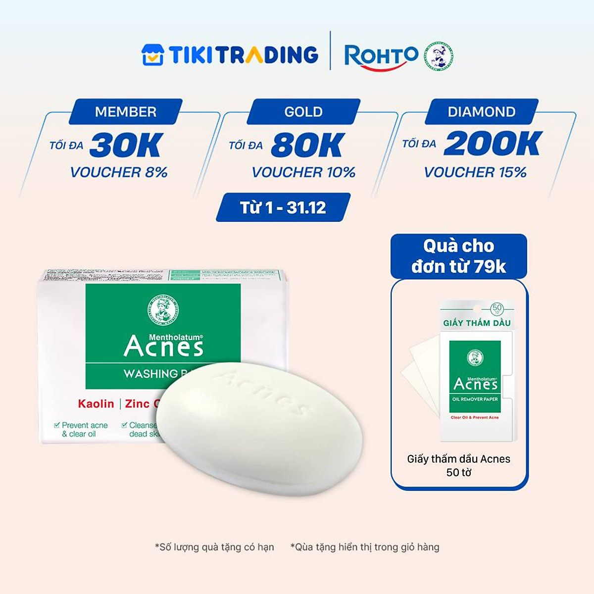 Xà phòng trị mụn lưng và rửa mặt Acnes Washing Bar 75g