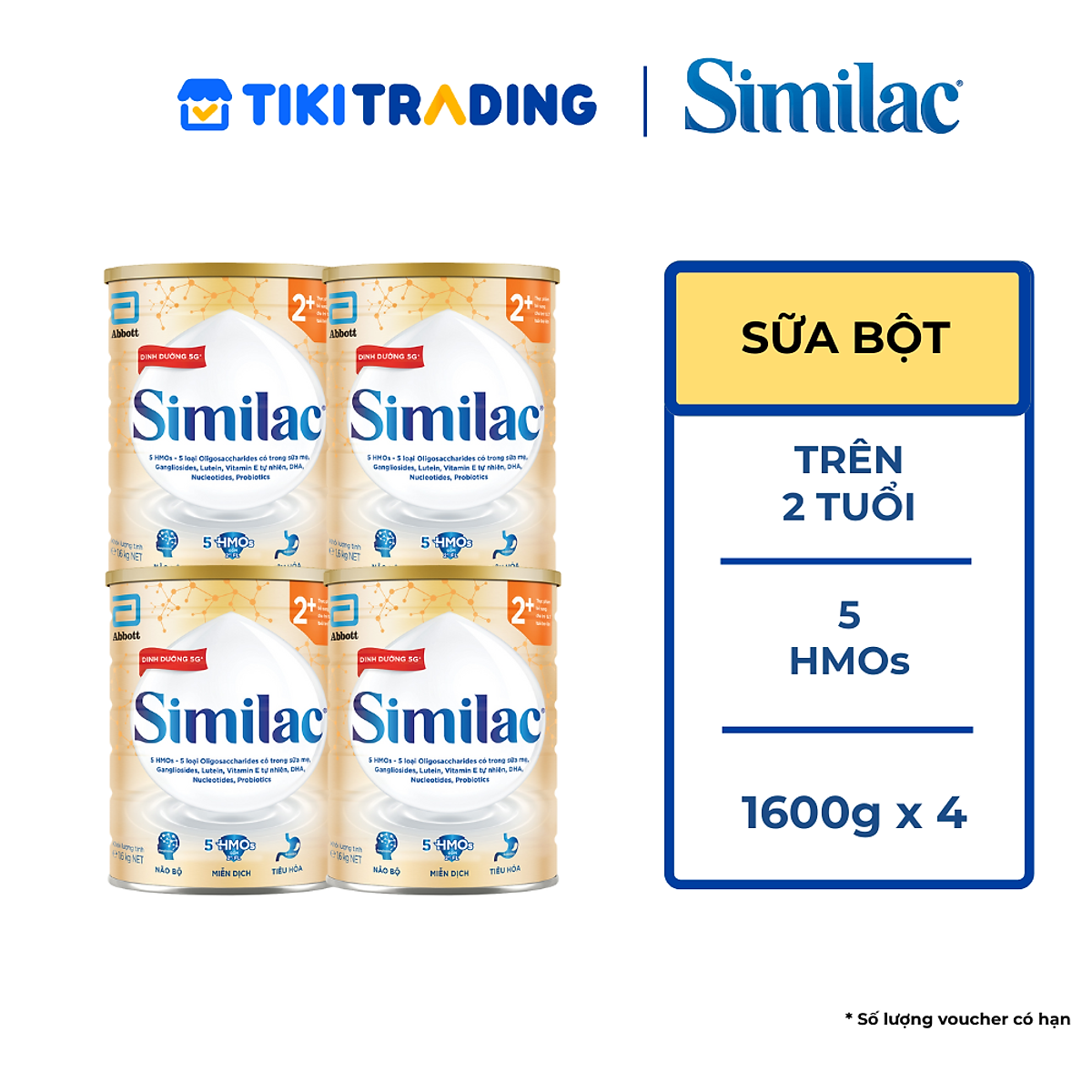 Combo 4 Sữa Bột Similac 2+ 1,6kg cho trẻ từ 2 tuổi trở lên