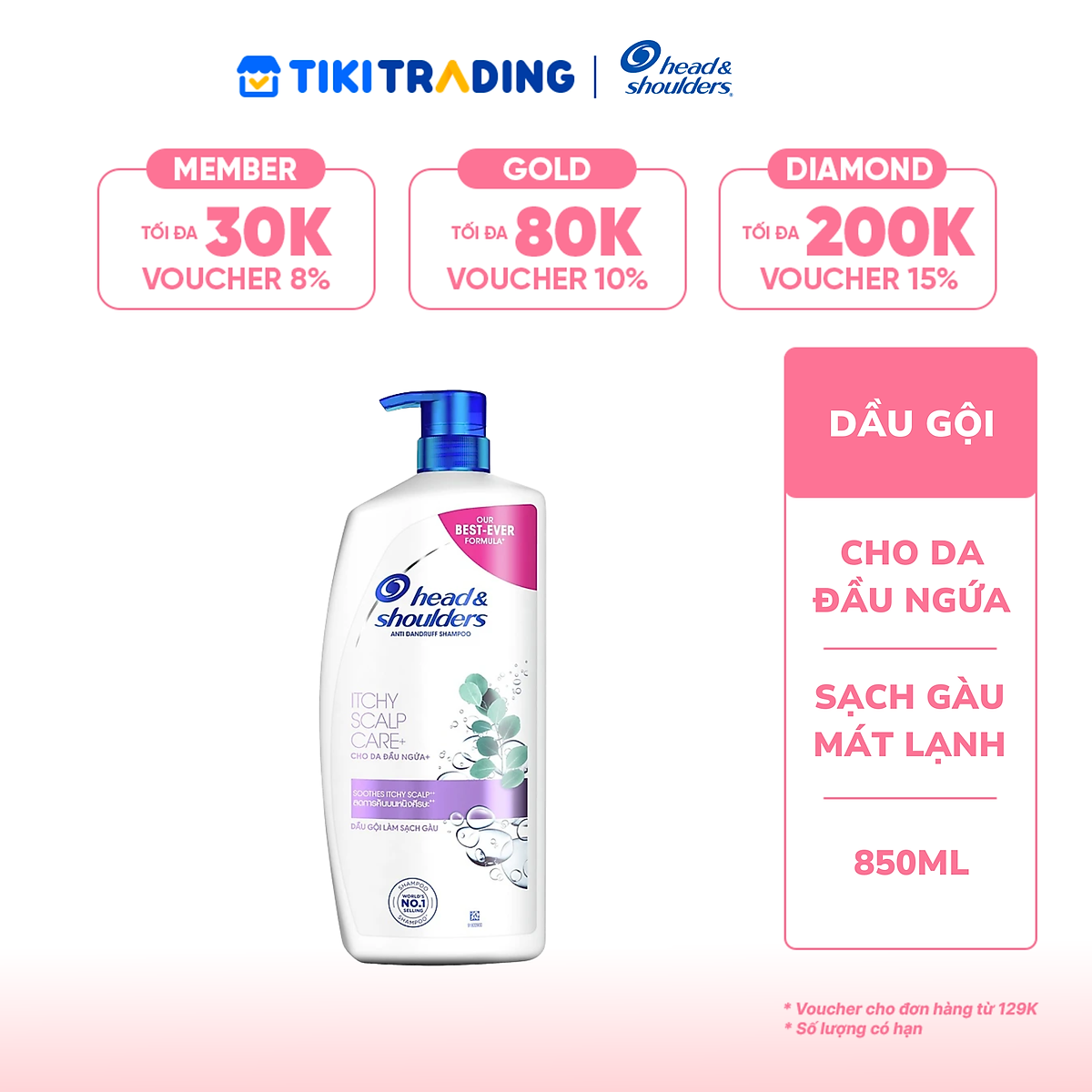 Dầu Gội Head & Shoulder Da Đầu Ngứa 850ml