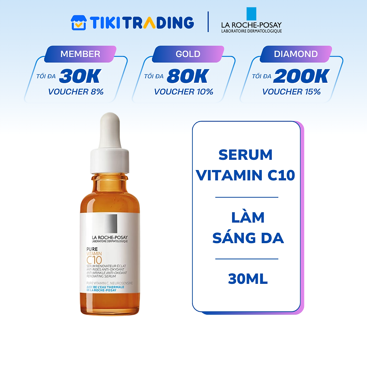 Dưỡng chất giúp cải thiện và làm sáng da La Roche-Posay Pure Vitamin C10 Serum 30ml