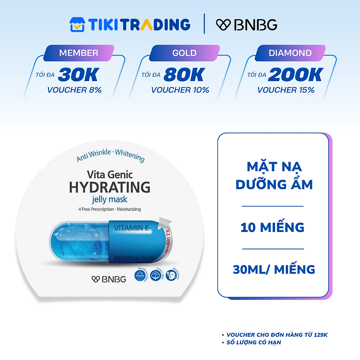 Combo 10 Mặt Nạ BNBG Hydrating Vita Genic Jelly Mask Dưỡng Ẩm Da Đa Tầng 30mlx10
