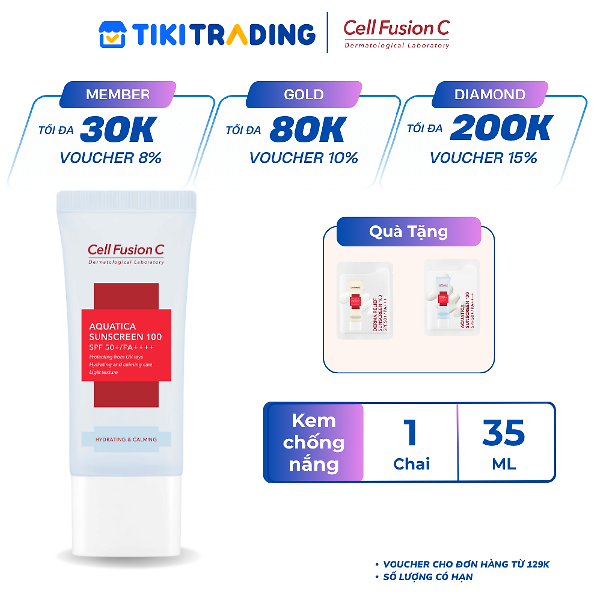 Kem Chống Nắng Cấp Ẩm Dịu Da Cell Fusion C Aquatica Sunscreen 100 SPF 50+/PA++++  - 35ml