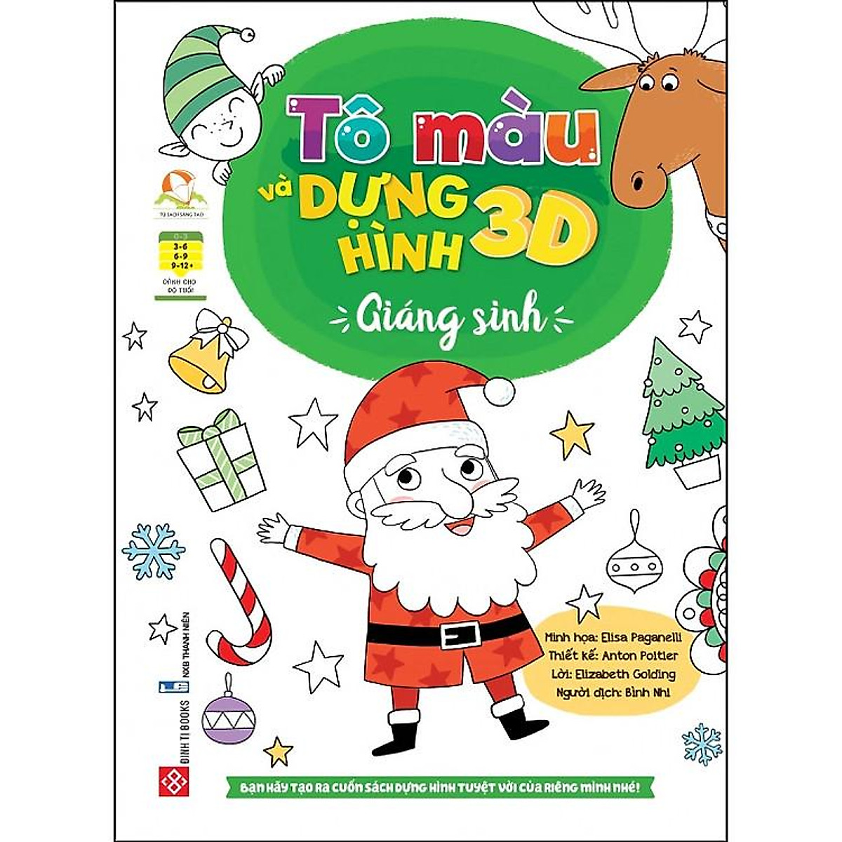 Sách Tô màu và dựng hình 3D - Giáng sinh