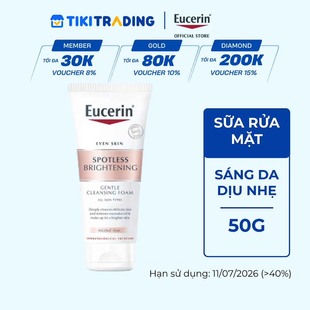 Sữa rửa mặt tạo bọt dưỡng sáng Eucerin Spotless Brightening Cleansing Foam 50g