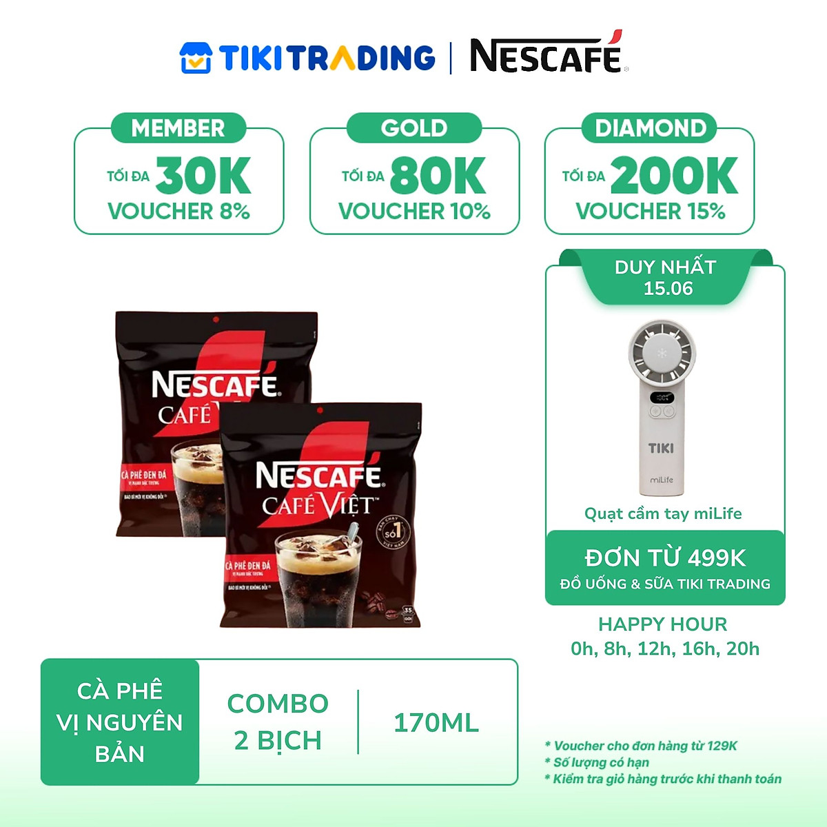 [Tặng hộp 2 ly thủy tinh] Combo 2 Bịch NESCAFE 3IN1 Công thức cải tiến - VỊ NGUYÊN BẢN Bịch 46 gói