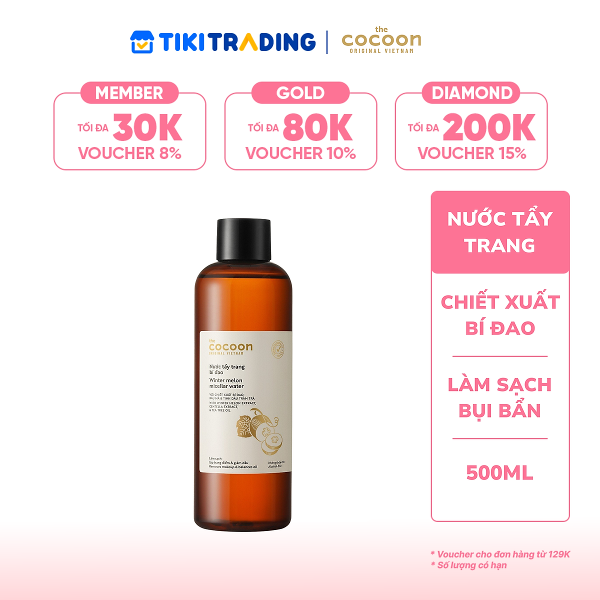 Nước tẩy trang bí đao Cocoon 500ml