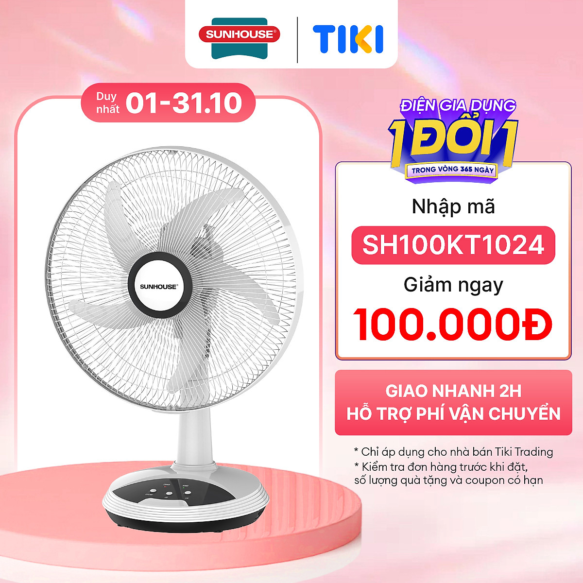 Quạt Sạc Tích Điện Sunhouse SHD7223 (24W) - Hàng Chính Hãng