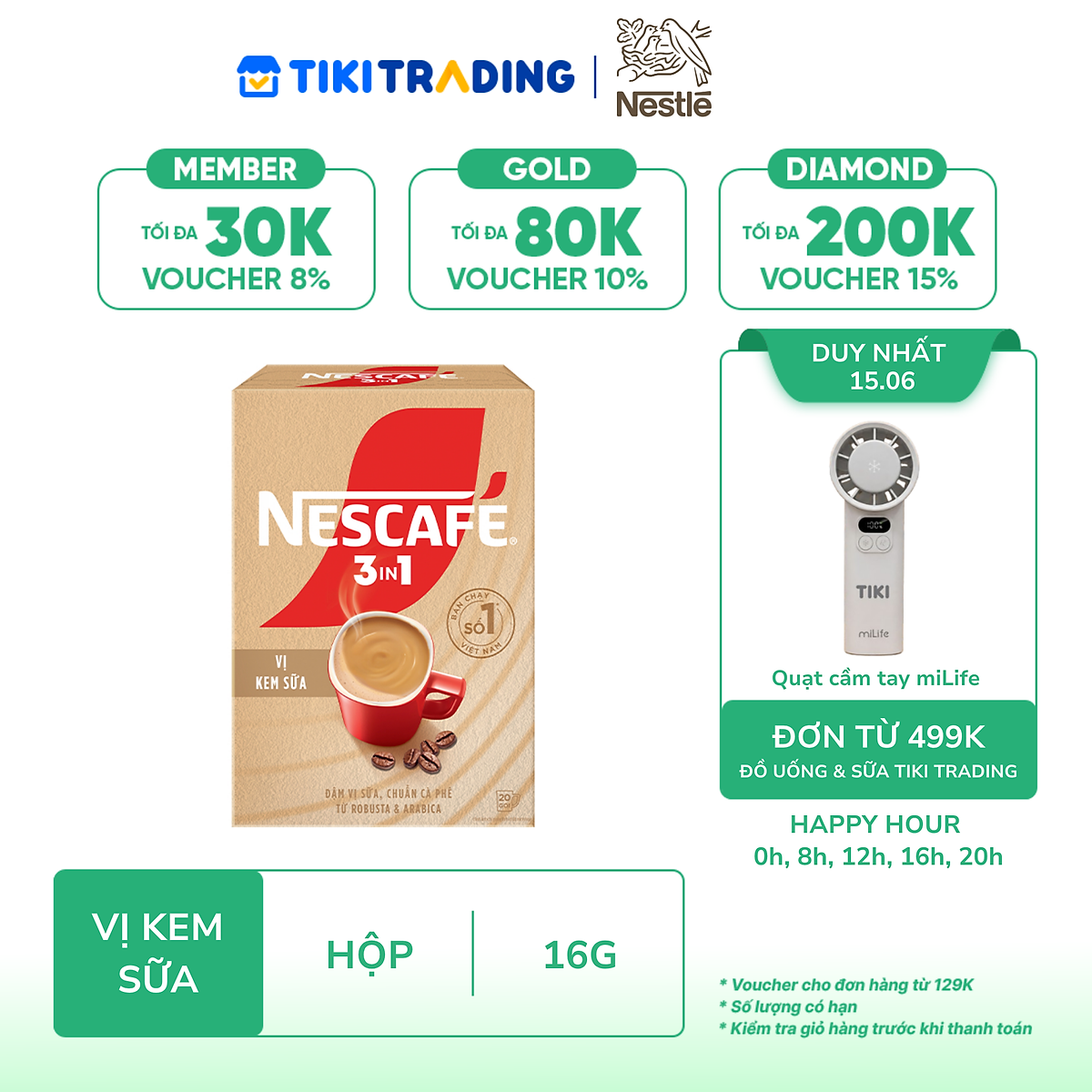Cà phê hòa tan NESCAFÉ 3in1 Vị Kem Sữa