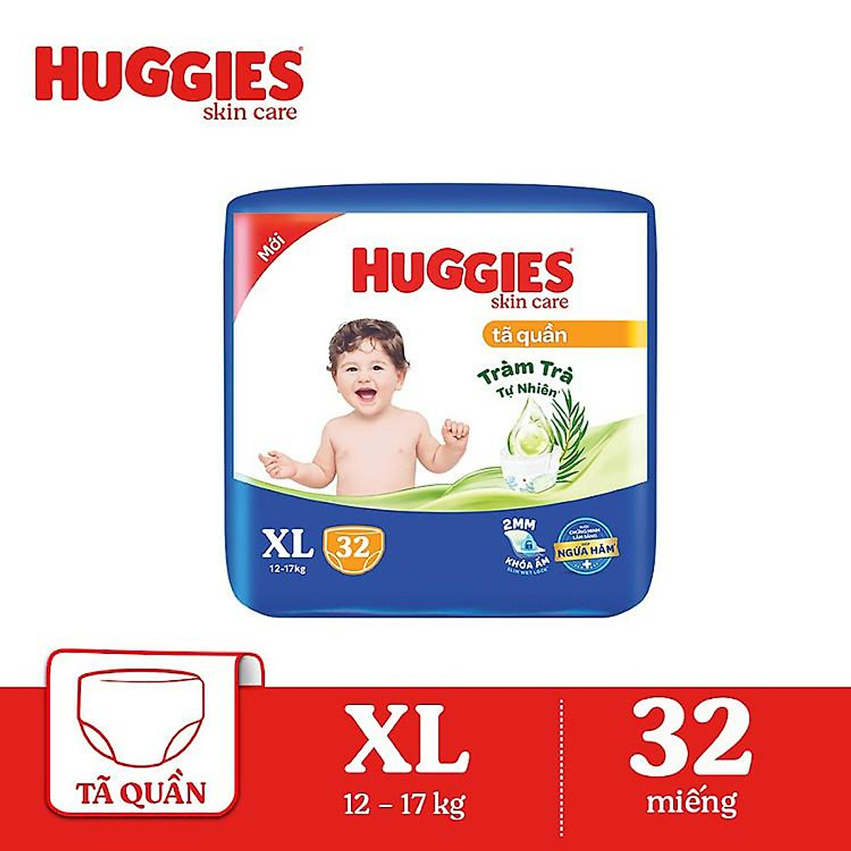 [Gift] Size XL32 Tã/bỉm quần Huggies Skin Care Jumbo XL32 miếng  - Mẫu ngẫu nhiên