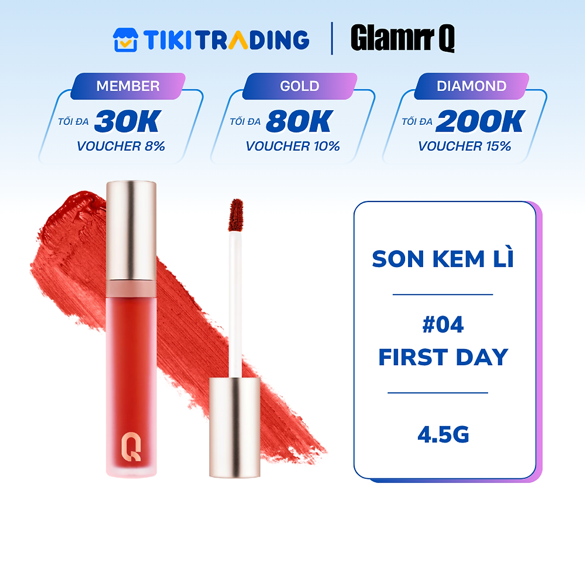 Son kem lì nhiều dưỡng GLAMRR Q LONG WEAR LIP CREAM 5g by Gilaa - #04 FIRST DAY