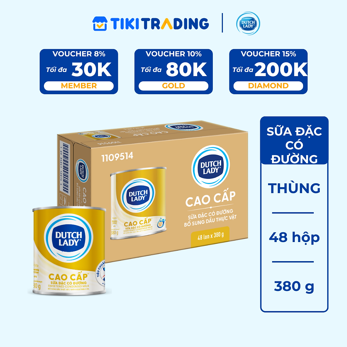 Thùng 48 hộp Sữa đặc có đường Dutch Lady cao cấp (48 hộp x 380g)