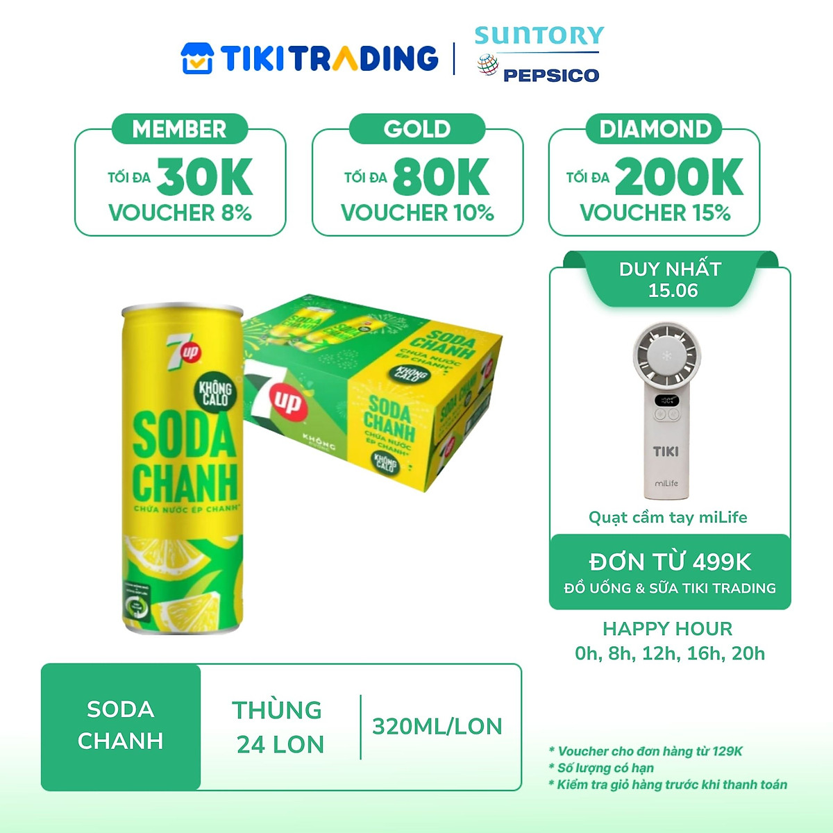 Thùng 24 Lon Nước Uống Có Gaz 7Up Soda Chanh (320ml/lon)