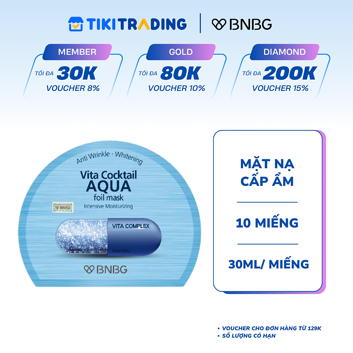 Combo 10 Mặt Nạ Cấp Ẩm Cho Da BNBG Vita Cocktail AQUA Foil Mask 30mlx10