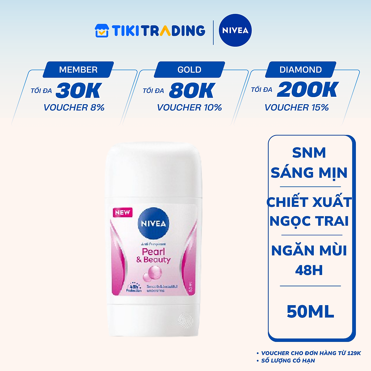 Sáp Ngăn Mùi NIVEA Pearl   Beauty Chiết Xuất Ngọc Trai (50 Ml) - 84155