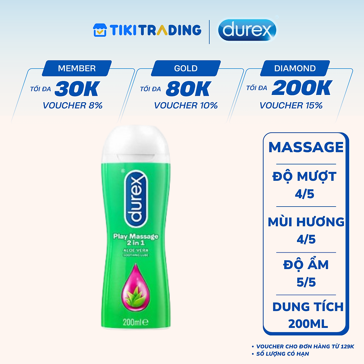 Durex Gel Bôi Trơn Play Massage 2 - in- 1 200ml
