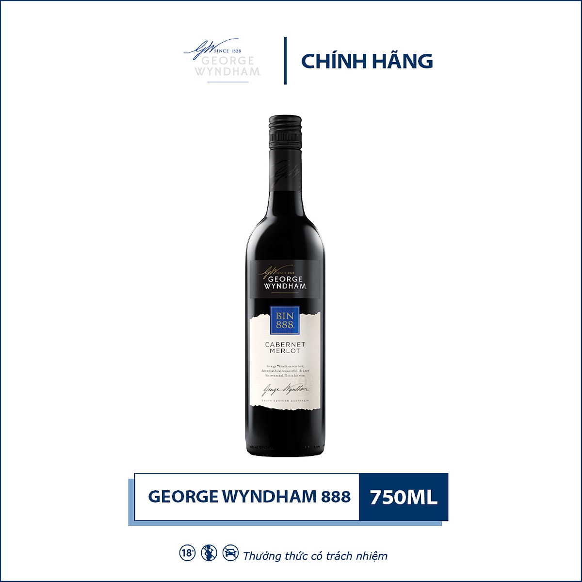 {Freeship 50K} Rượu Vang Đỏ Úc GEORGE WYNDHAM BIN 888 750ml 13.5% - 14.8% Không hộp