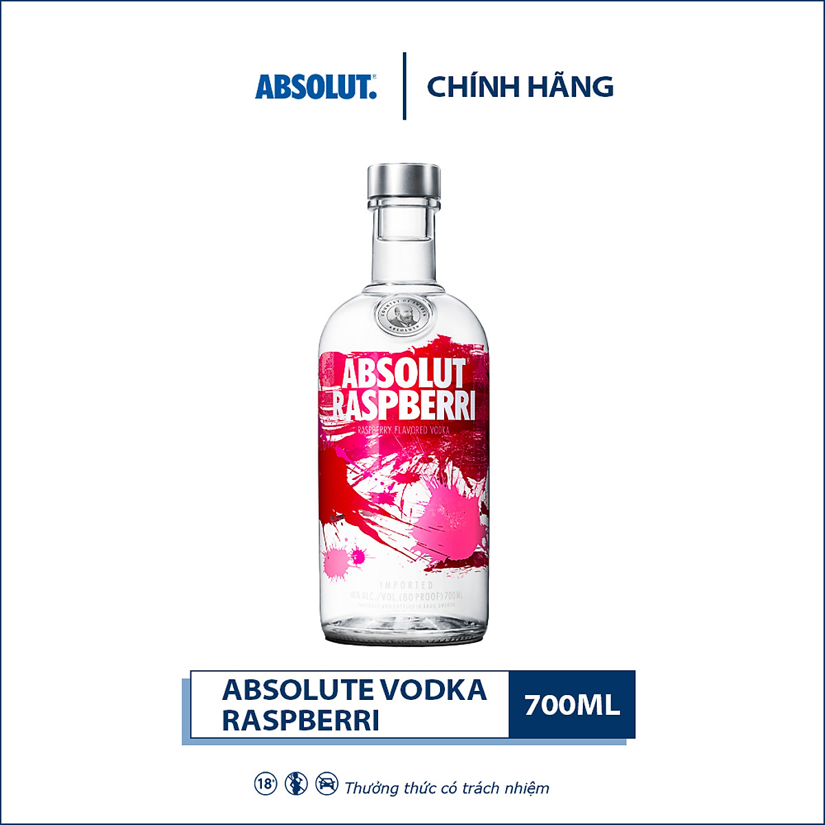 {Freeship 50K} Rượu Vodka Absolut Vị mâm xôi Raspberri 700ml 37% - 39% - Không kèm hộp