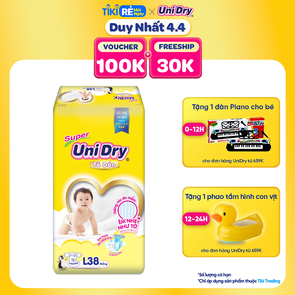 Tã Dán Cho Bé Unidry (G6+) Size L38 (38 miếng)