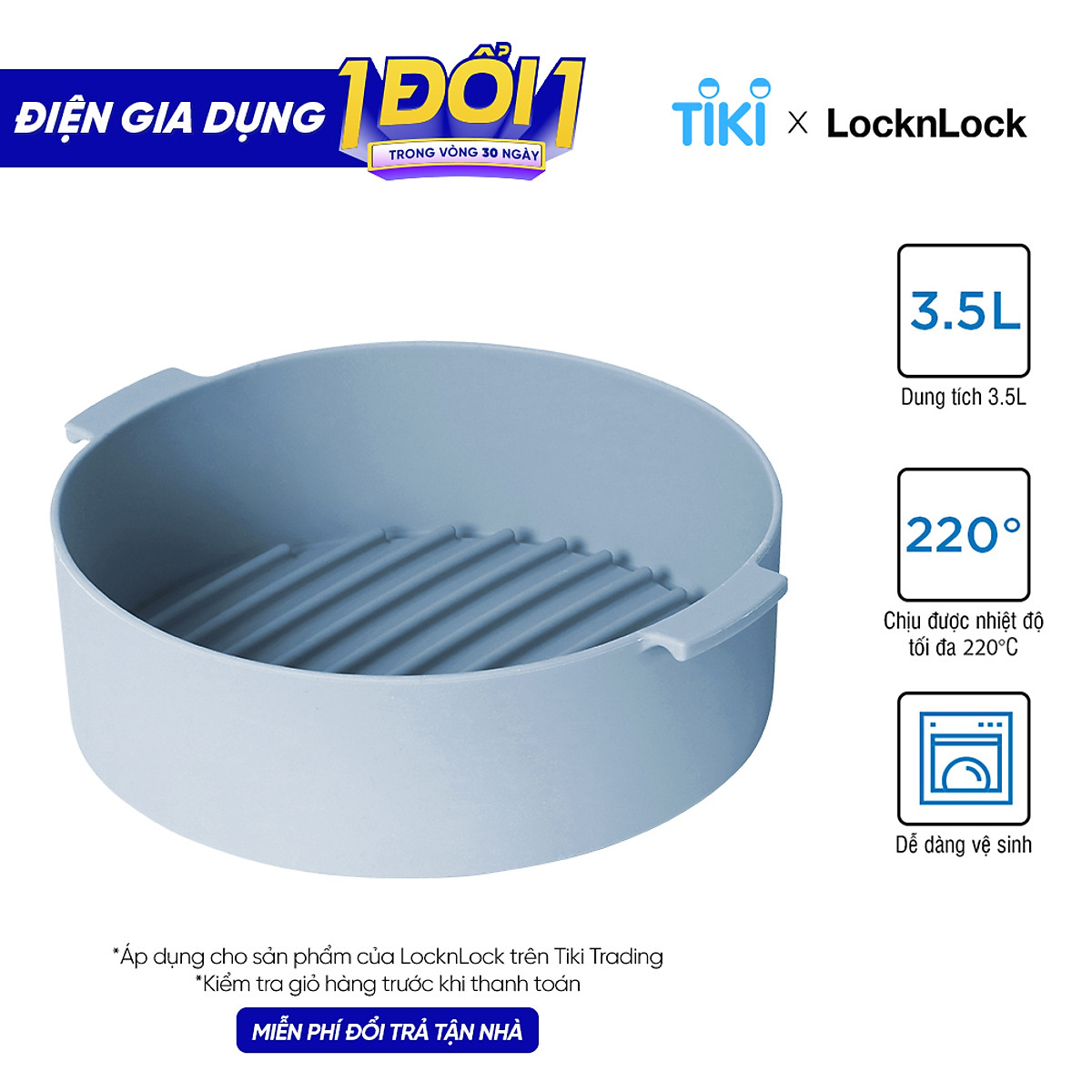 Khay Silicone Dành Cho Nồi Chiên Không Dầu Và Lò Vi Sóng Lock&Lock CKB003 - Hàng Chính Hãng
