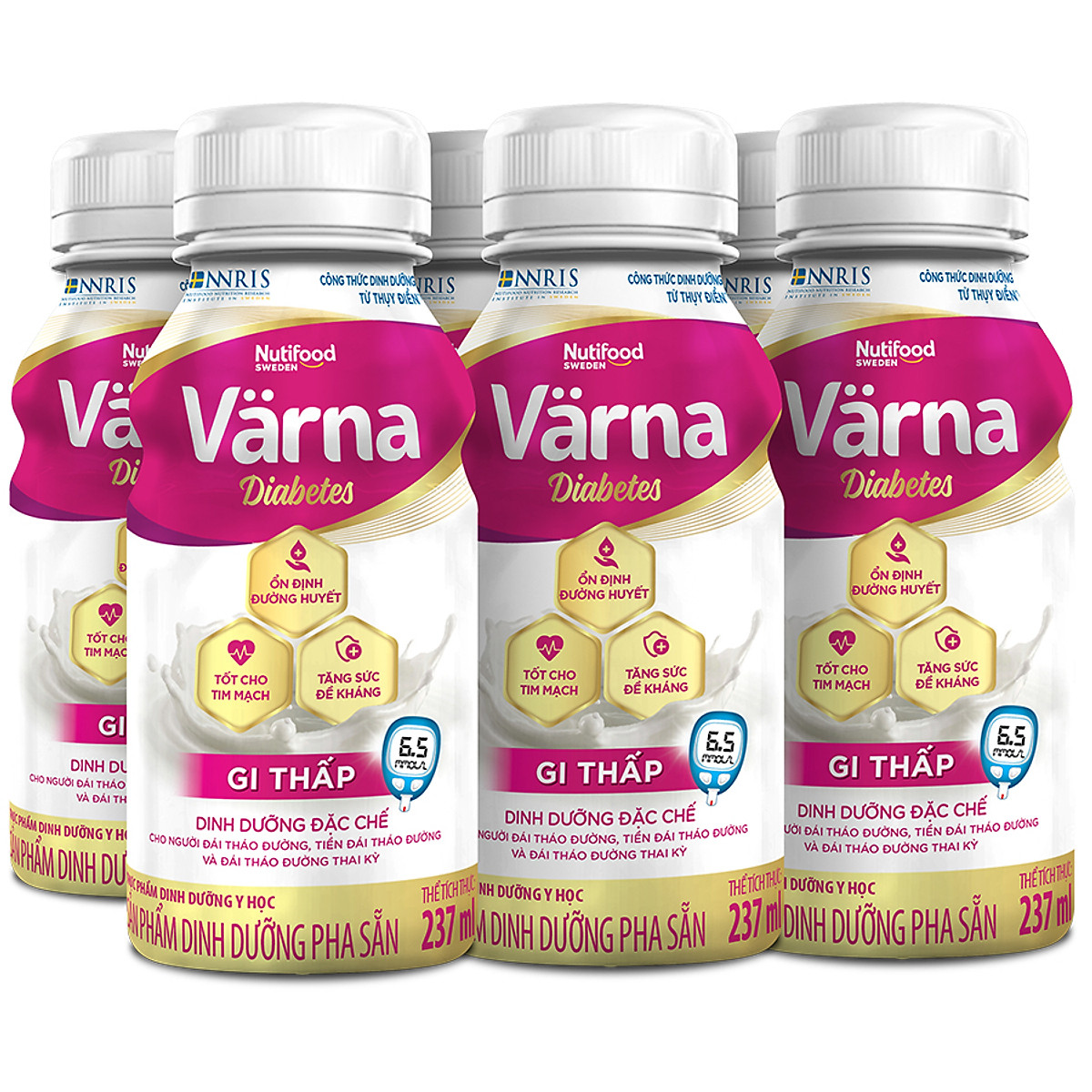 Lốc 6 chai 237ml Sữa Bột Pha Sẵn Värna Diabetes