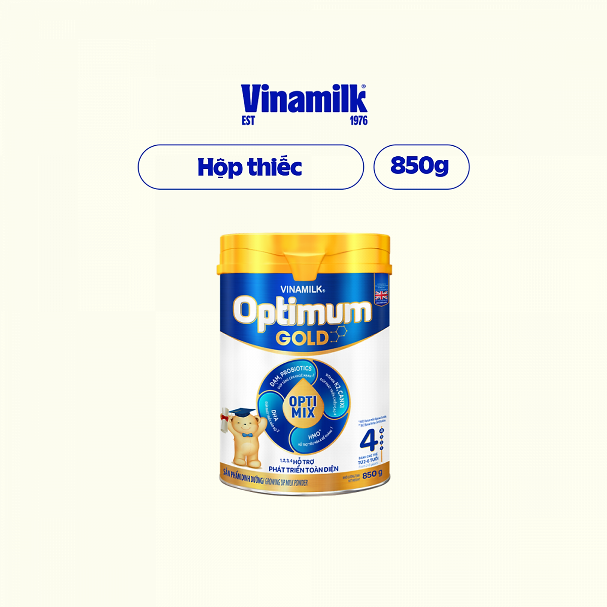 Sữa bột Vinamilk Optimum Gold Step 4 Hộp Thiếc 850g