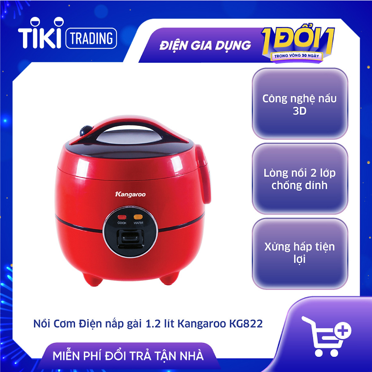 Nồi Cơm Điện Kangaroo KG822 (1.2L) - Hàng chính hãng