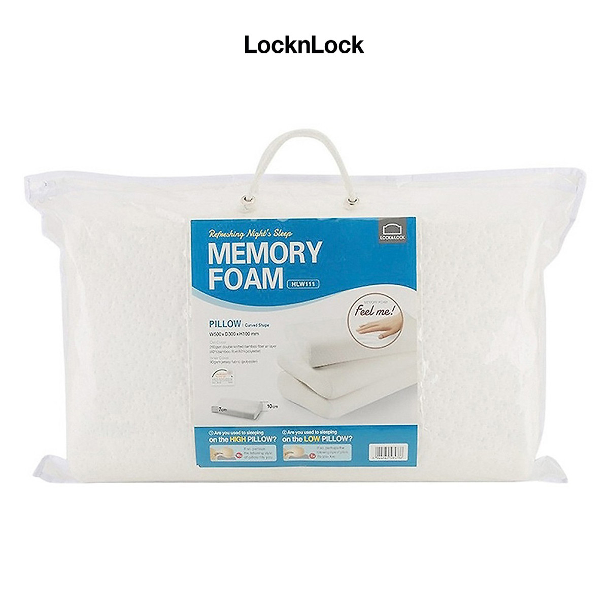 Gối Memory Foam 50D Hình Cong Lock&Lock HLW111 (50 x 30 cm) - Trắng