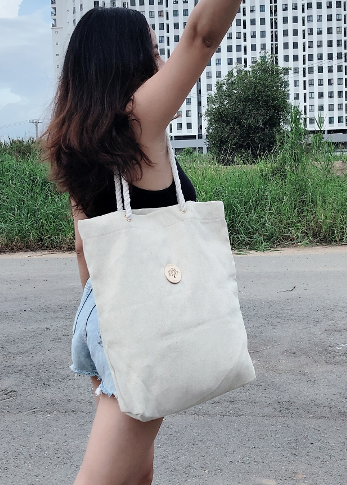 Túi xách đựng A4, chất liệu vải bố, thấm nước, kết hợp dây đeo là dây thừng, không đau vai (Nhiều phiên bản để chọn)