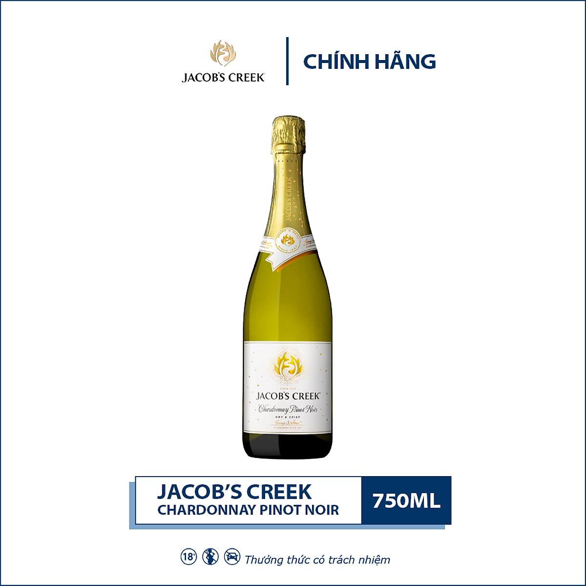 {Freeship 50K} Rượu vang nổ sparkling Jacob's Creek Chardonnay Pinot Noir 750ml 10.5% - 12.5% - Không Hộp