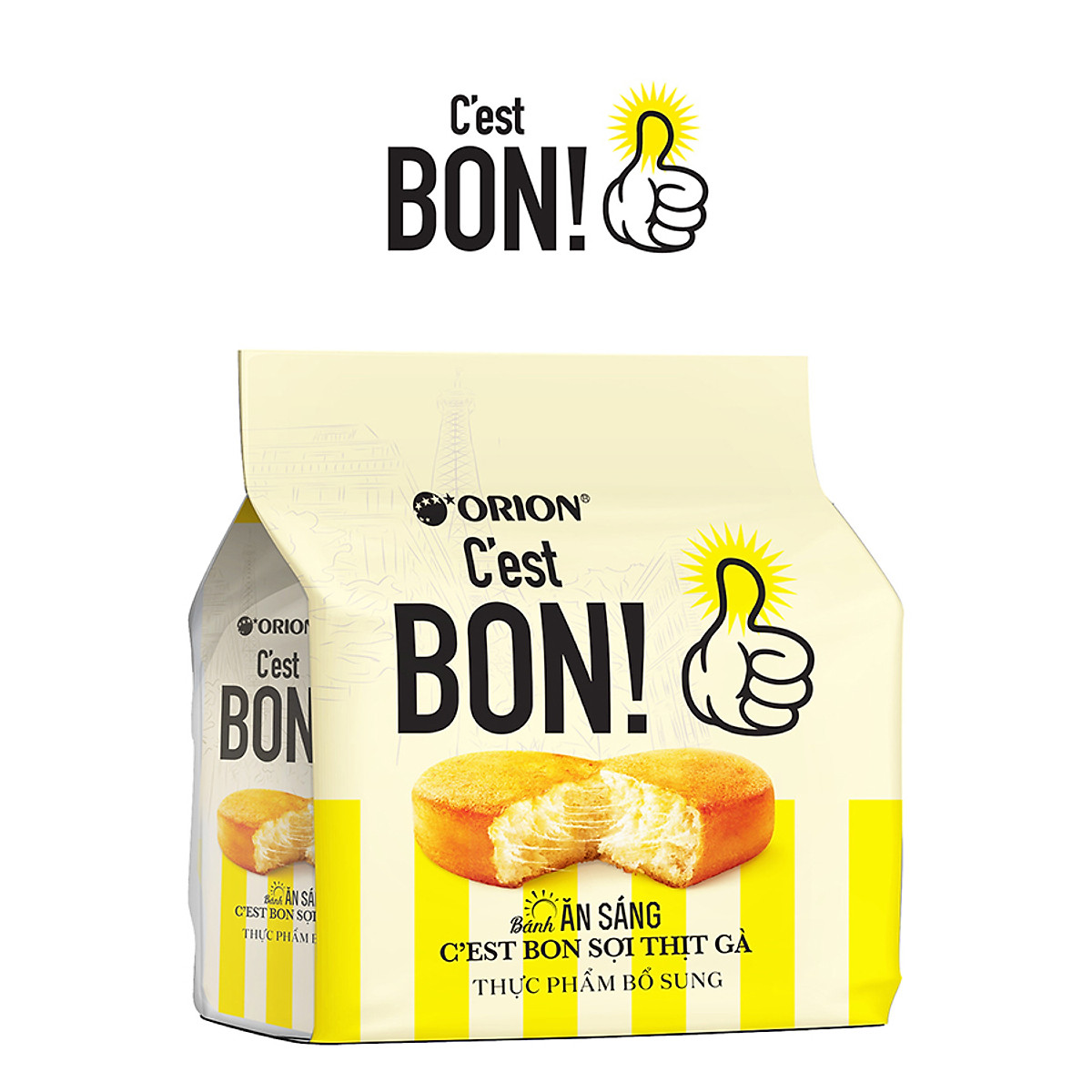 New Bánh sợi gà C Est Bon Orion Sốt kem Phô Mai 5 Bánh203G  bsgpm