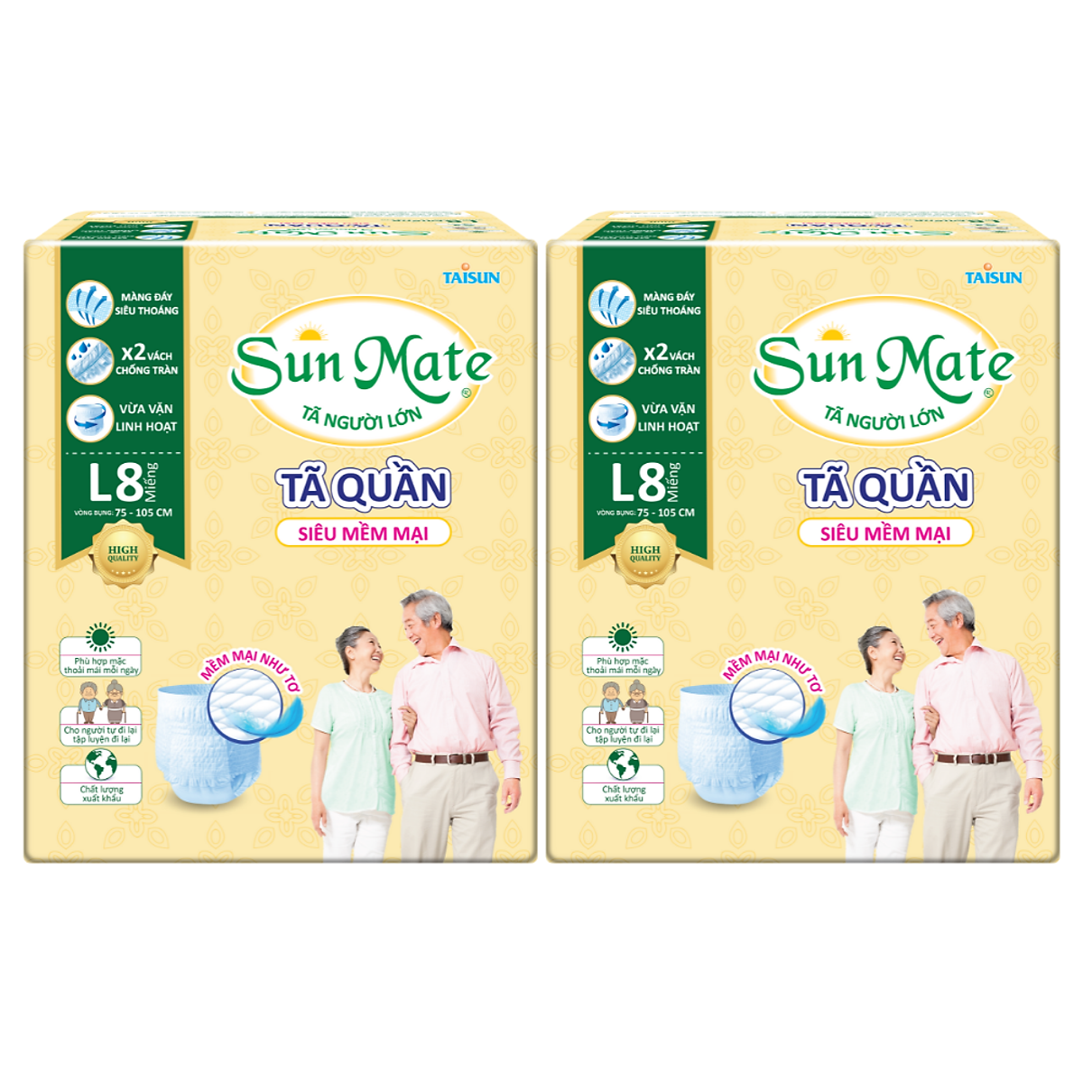 Combo 2 Tã Quần Người Lớn Sunmate Mềm Mại L8 (8 Miếng)