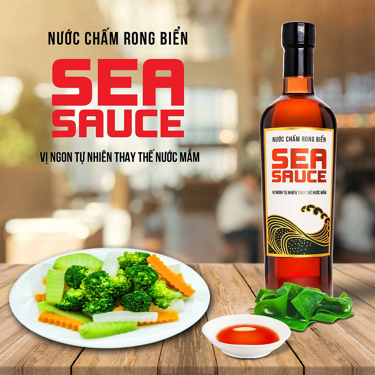 Đặc Sản Phan Thiết - Nước Chấm Rong Biển Làng Chài Xưa Sea Sauce Chai Thủy Tinh 500Ml/Chai Làng Chài Xưa - Chay Mặn Đều Dùng Được