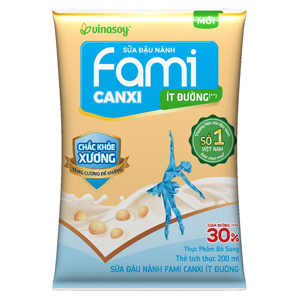 Thùng Sữa đậu nành Fami Canxi ít đường (200ml x 40 bịch)