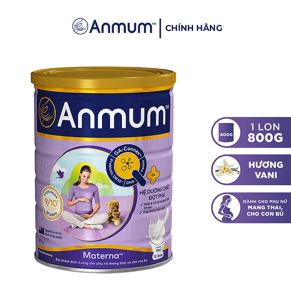 Sữa Bột Dành Cho Mẹ Bầu Anmum Materna Hương Vani 800g - Tặng bình nước thể thao
