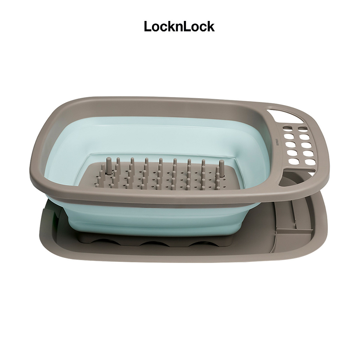 Kệ Chén Đĩa Gấp Gọn Kèm Khay Hứng Nước Lock&Lock LDR140GRY (480 x 375 x 63mm)