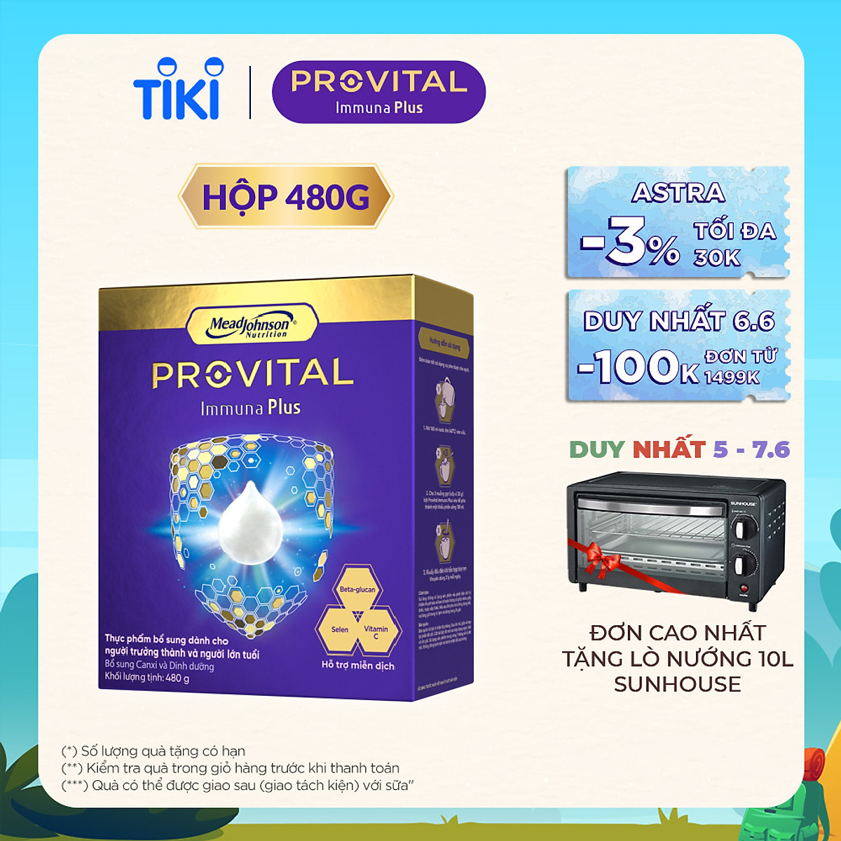Sữa cho người trưởng thành và lớn tuổi Provital Immuna Plus 480g - Giúp tăng cường hệ miễn dịch