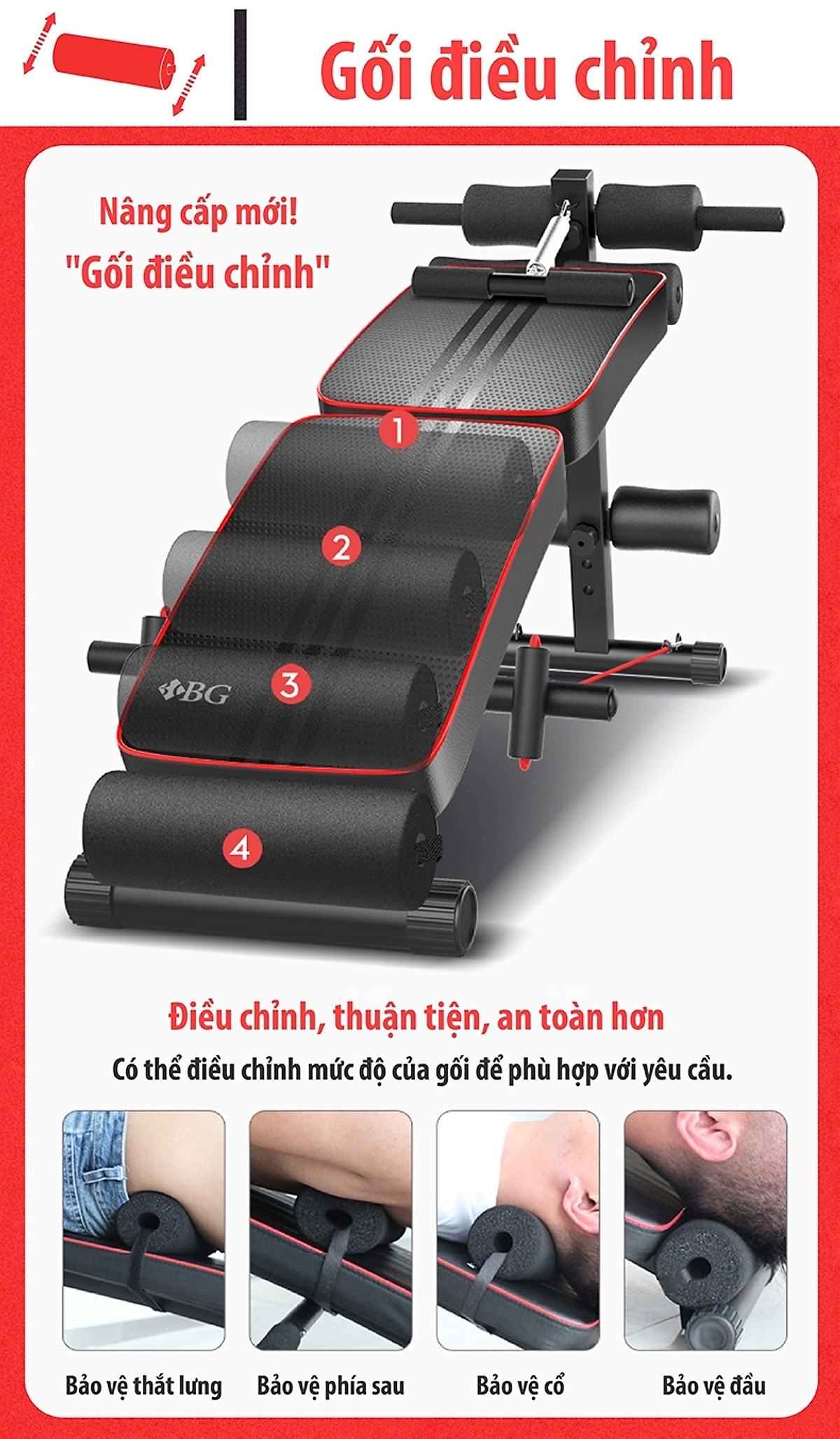 Ghế tập bụng cong có chốt gập SIT UP model 119 mới BG (hàng nhập khẩu)