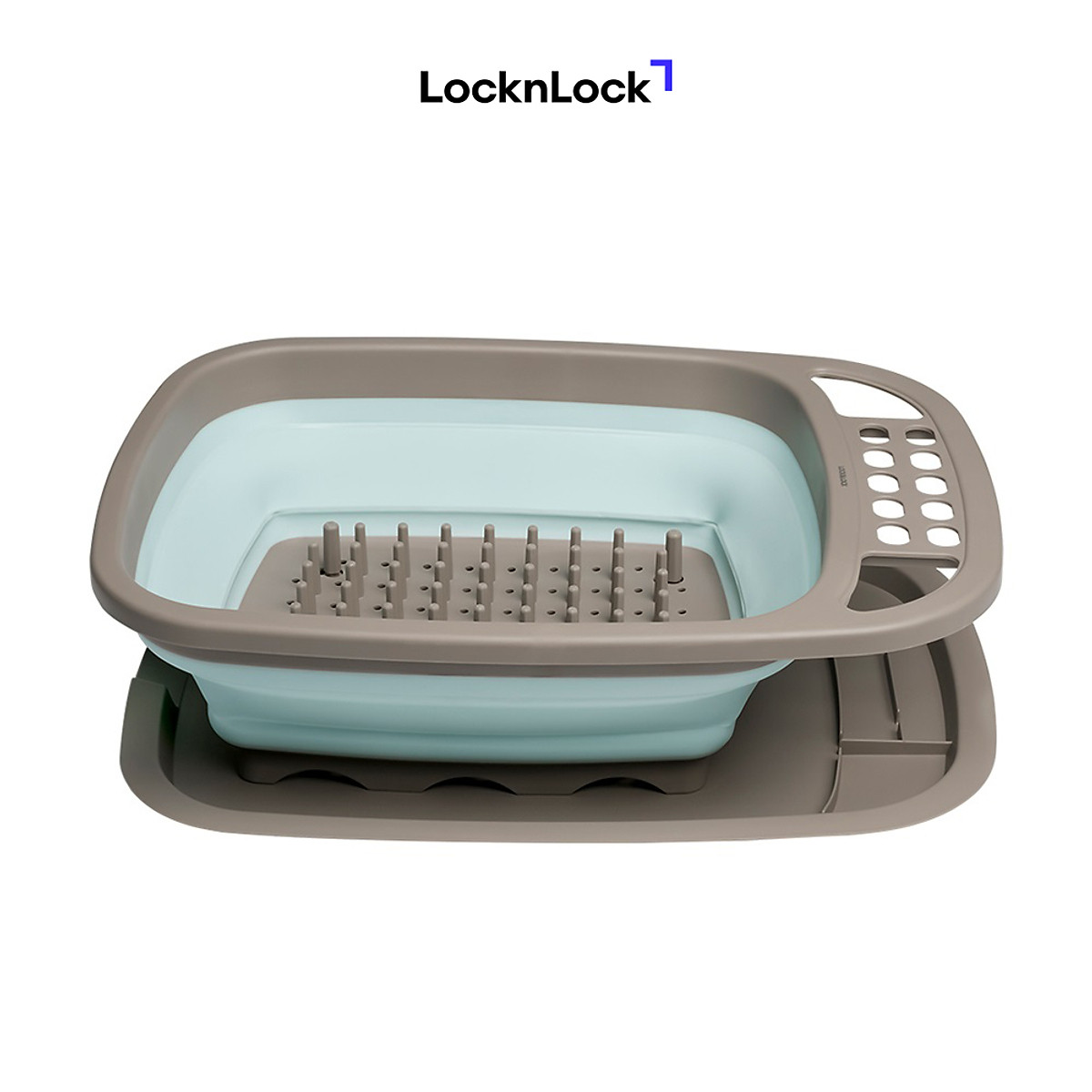 Kệ Chén Đĩa Gấp Gọn Kèm Khay Hứng Nước Lock&Lock LDR140GRY (480 x 375 x 63mm)