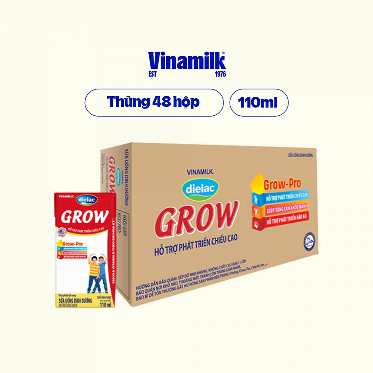 Thùng 48 Hộp Sữa Bột Pha Sẵn Vinamilk Dielac Grow 110ml