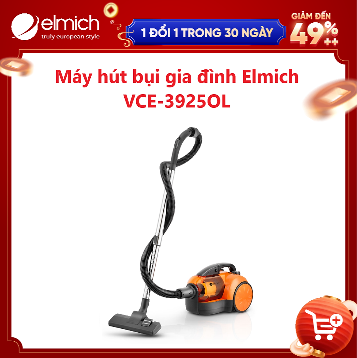 Máy hút bụi gia đình Elmich VCE-3925OL - Hàng chính hãng